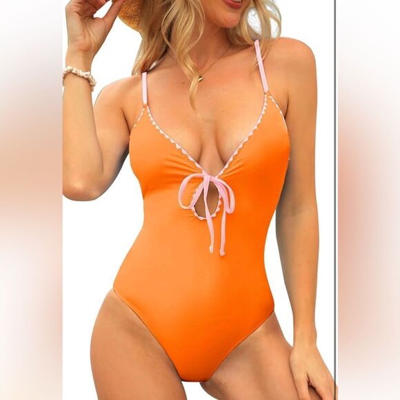 CHYRII Women's Sexy Cutout Scalloped One Piece Swimsuit, XS NWT - Picture 1 of 6